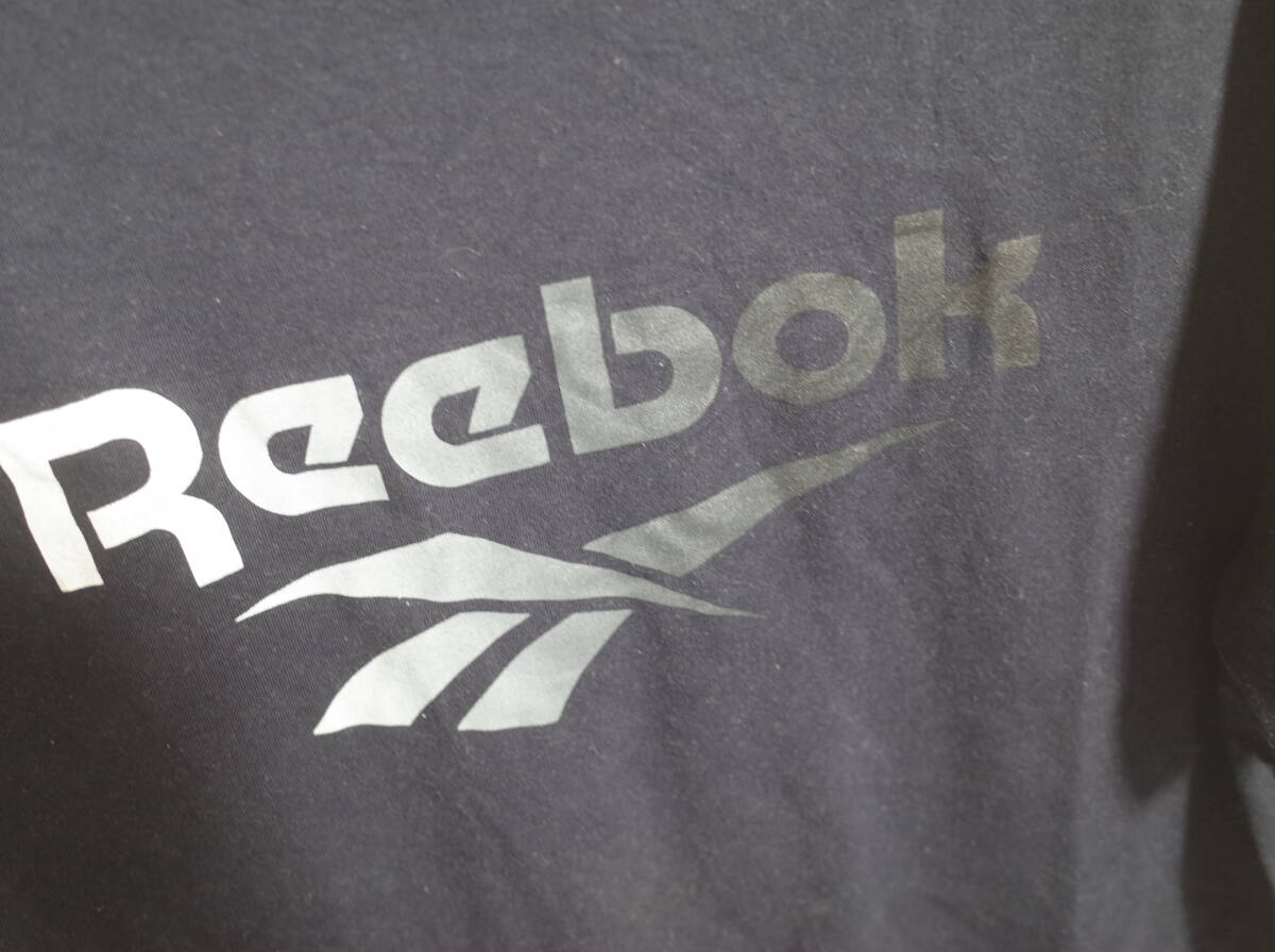 メンズ pm467 Reebok リーボック PLAY DRY プレイドライ グラデーション ロゴ プリント 半袖 Tシャツ L ネイビー 紺 ネコポス可_画像3