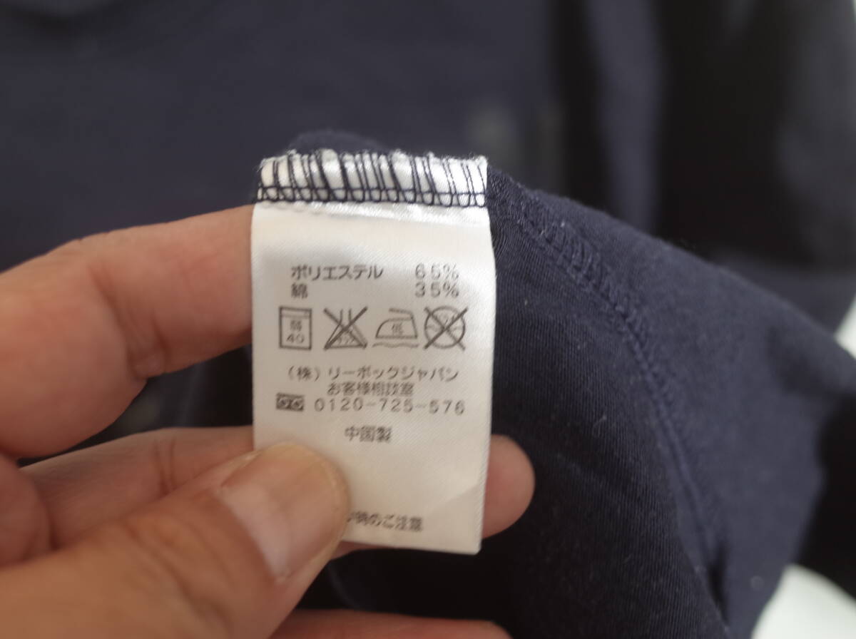 メンズ pm467 Reebok リーボック PLAY DRY プレイドライ グラデーション ロゴ プリント 半袖 Tシャツ L ネイビー 紺 ネコポス可_画像5