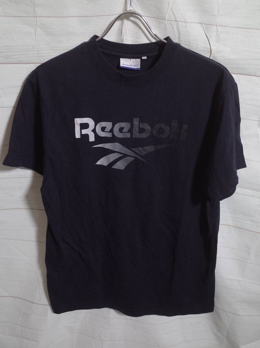 メンズ pm467 Reebok リーボック PLAY DRY プレイドライ グラデーション ロゴ プリント 半袖 Tシャツ L ネイビー 紺 ネコポス可_画像1