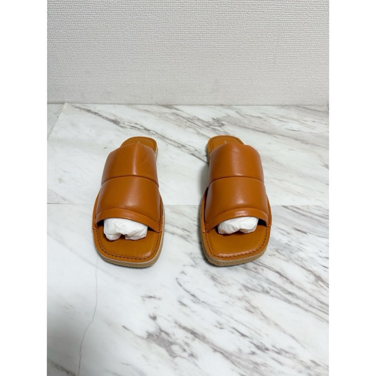 新品 dries van noten ドリスヴァンノッテン キャメル ブラウン 茶色 オレンジ カウレザー サンダル レザーシューズ 革靴 42 27.0cm_画像2