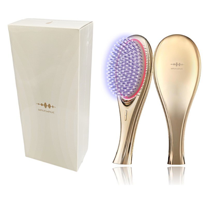 【vaps_2】wavewave ウェーブウェーブ EMS Brush Air エアブラシ ヘアブラシ 赤色LED ツヤ髪 サラサラ髪 クッションブラシ WH41-01-GD 送込