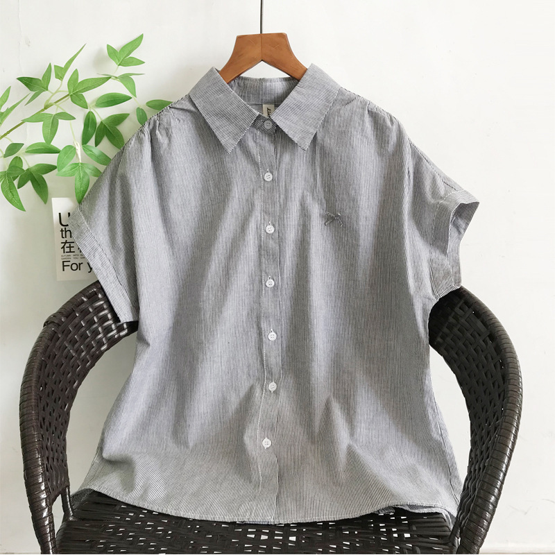 人気品大人気チュニック トップス ワイシャツ 半袖 ゆったり 綿100％ フリーサイズ ナチュラル 通気性肌觸り抜群 ホワイト