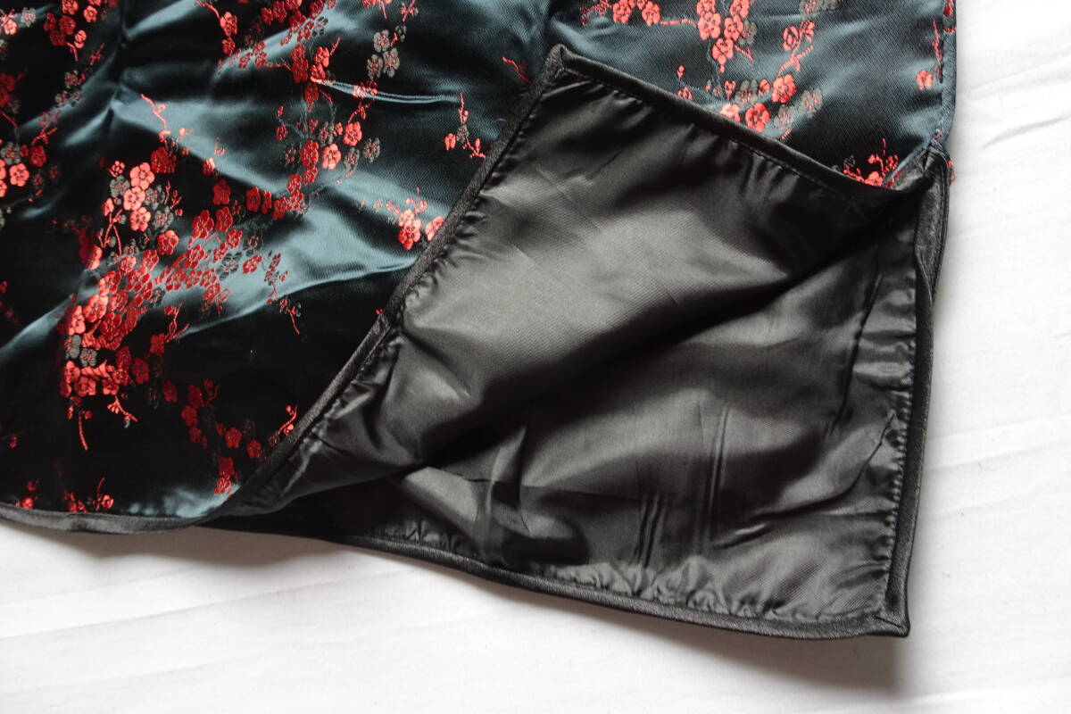  платье в китайском стиле / безрукавка платье-мини / плечо yoke часть гонки /.. чувство / после центр застежка-молния / костюмы / чёрный / черный /L размер (6/25R7)