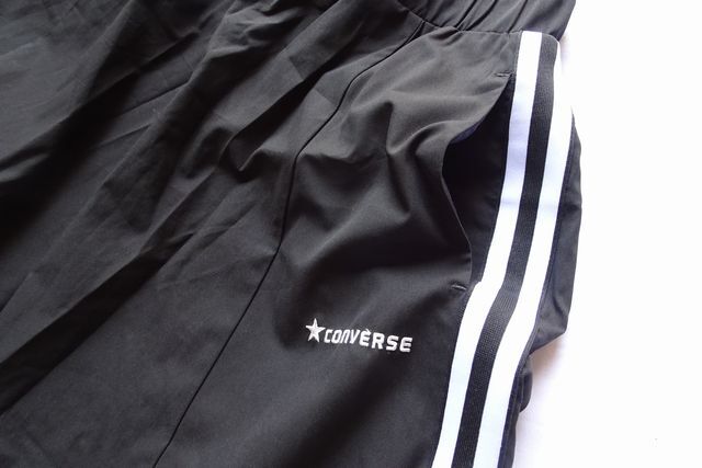 CONVERSE/コンバース/フレアーロングスカート/ウエストゴム/裏地なし/脇白黒ラインテープ貼付縫/スポーティー/黒/ブラック/Mサイズ(6/5R7)_画像6
