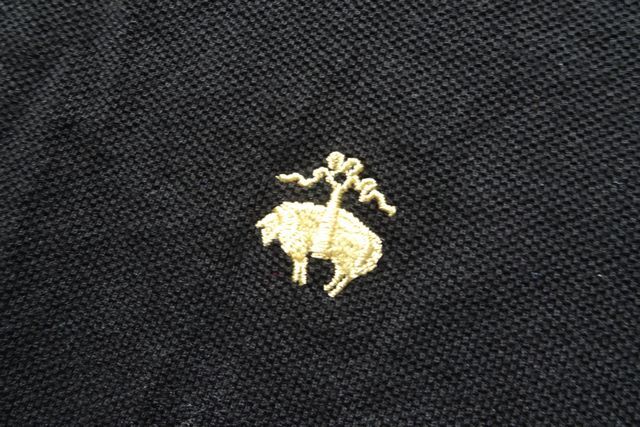 Brooks Brothers/ブルックスブラザーズ/半袖ポロシャツ/鹿の子素材/左胸ワンポイントししゅう/黒/ブラック/Lサイズ(6/16R7)