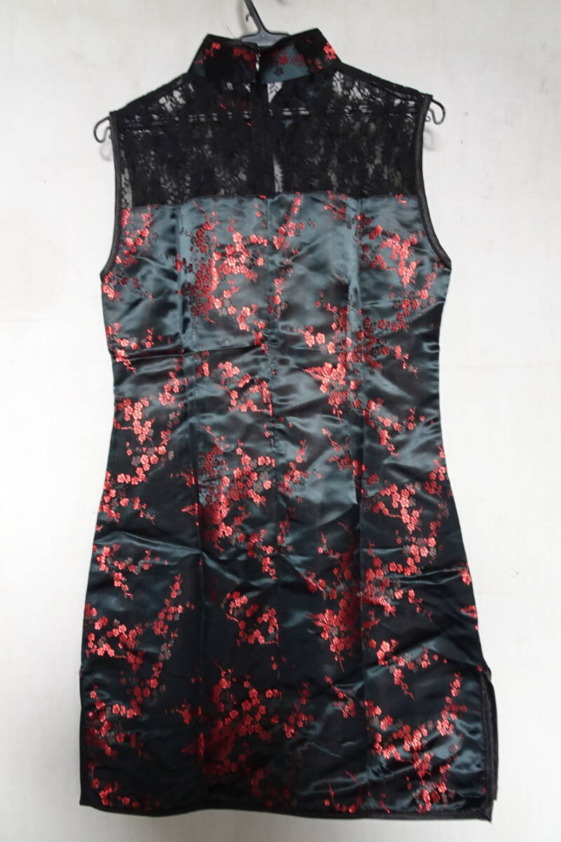  платье в китайском стиле / безрукавка платье-мини / плечо yoke часть гонки /.. чувство / после центр застежка-молния / костюмы / чёрный / черный /L размер (6/25R7)