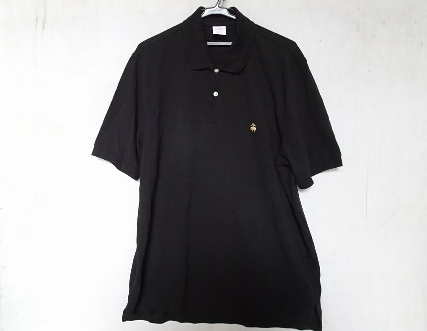 Brooks Brothers/ブルックスブラザーズ/半袖ポロシャツ/鹿の子素材/左胸ワンポイントししゅう/黒/ブラック/Lサイズ(6/16R7)