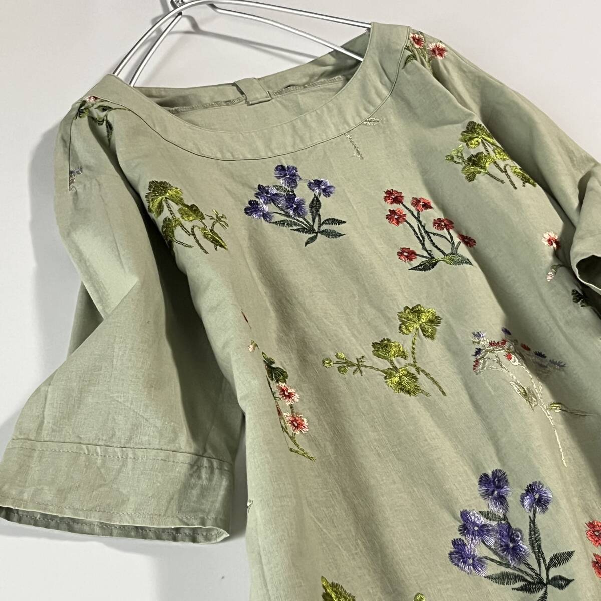PART2　パート2　ジュンコシマダ　大きいサイズ13AR　//　綺麗?ボタニカル?花?フラワー柄刺しゅう　麻?リネンミックス　ワンピース?、? bimg=
