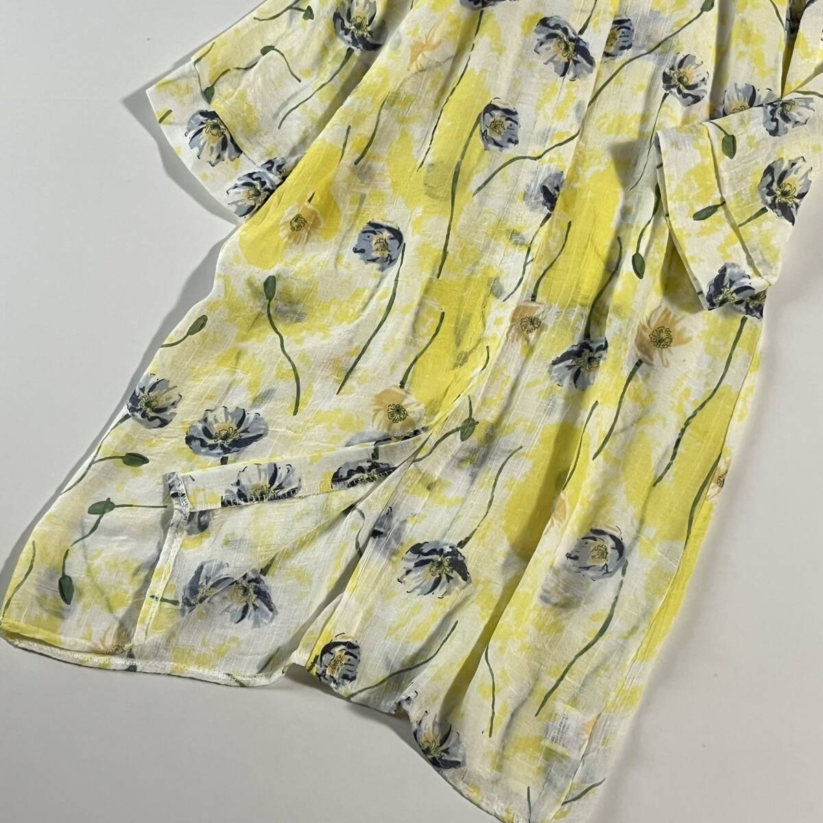 FASHION　MESSAGE　ファッションメッセージ　//　黃?イエロー系　花?フラワー柄ロングブラウス?ワンピース?、? bimg=