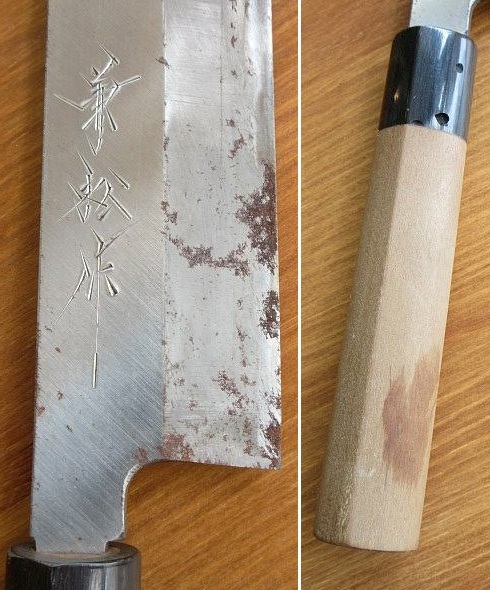 359☆包丁 兼松作 和包丁 安來(lái)鋼 刃渡り：約16.5cm