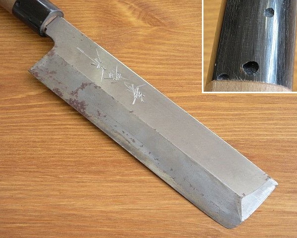 359☆包丁 兼松作 和包丁 安來(lái)鋼 刃渡り：約16.5cm