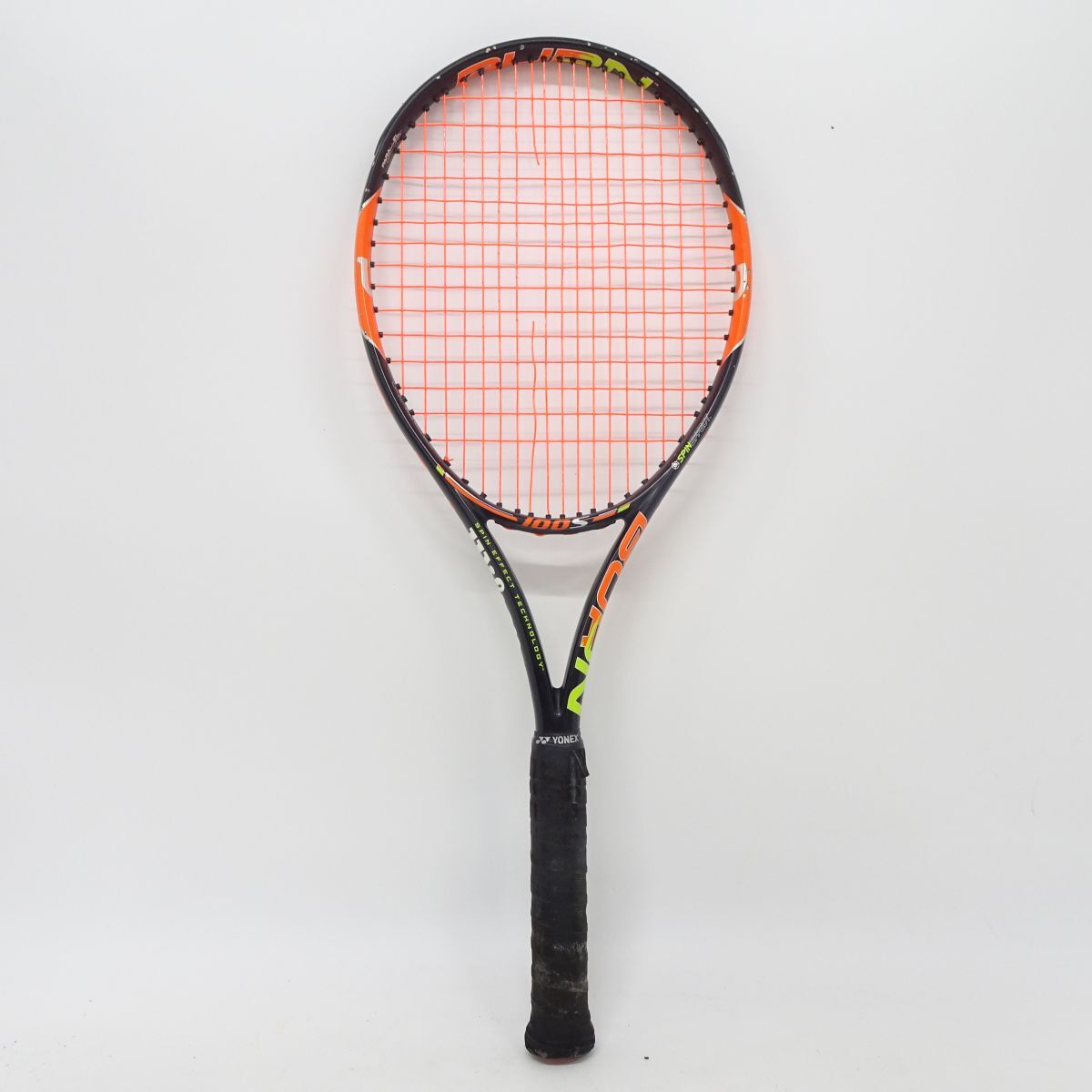 tyom 7033-1 127 Wilson ウィルソン 硬式用テニスラケット BURNバーン100S SPIN X2 フレーム傷?グリップ劣化?ガット破れあり