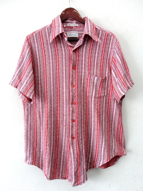 60's ヴィンテージ/USA制/MCGREGOR:マクレガー/William Tell:ウイリアムテル/ジャガード ニット 総柄 半袖 シャツ/レッド/Mszie相當