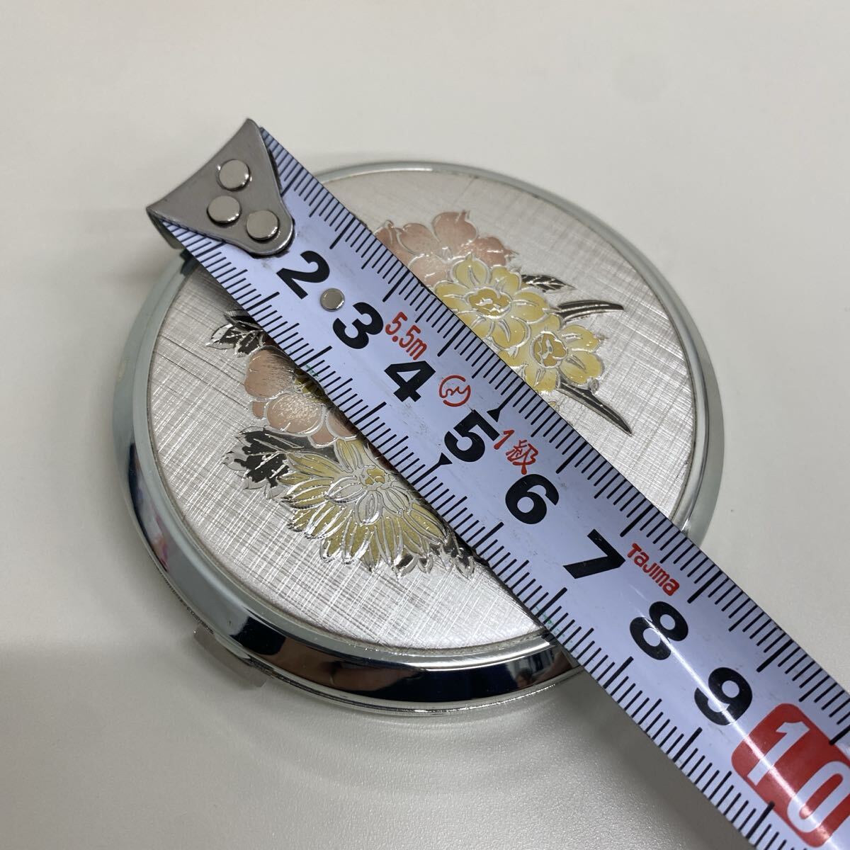 refle● 未使用保管品　NACON コンパクトミラー　パウダーケース 花柄　ケース付き　昭和レトロ　現(xiàn)狀品　