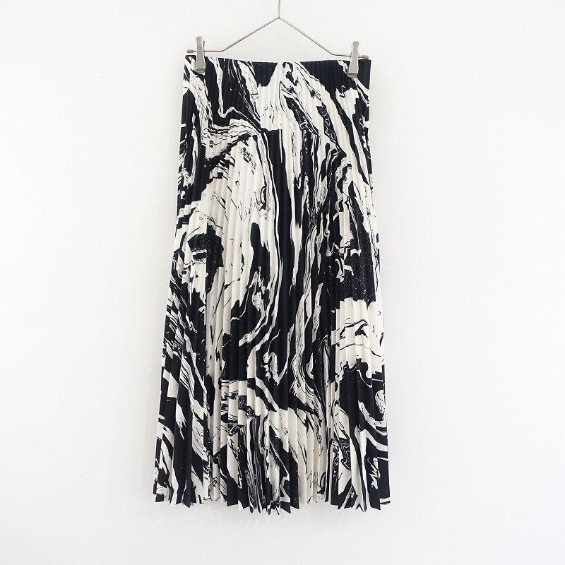 【定価5.8萬】マリメッコ marimekko *Pala Marrasta柄 Myy Marrasプリーツロングスカート*S腰ゴムブラック(sk2-2505-227)【60F52】