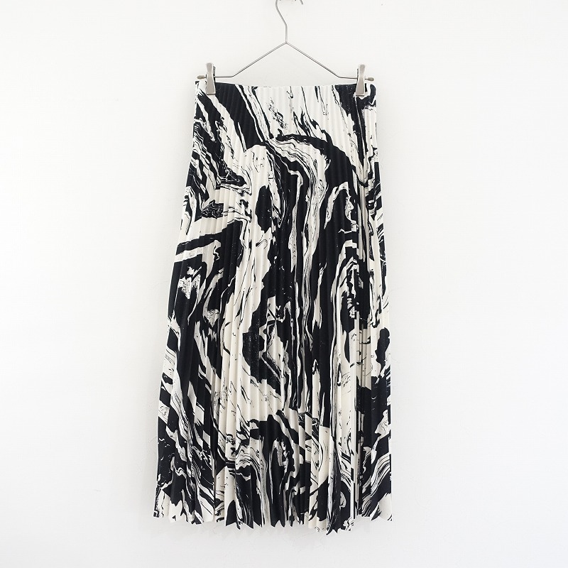 【定価5.8萬】マリメッコ marimekko *Pala Marrasta柄 Myy Marrasプリーツロングスカート*S腰ゴムブラック(sk2-2505-227)【60F52】