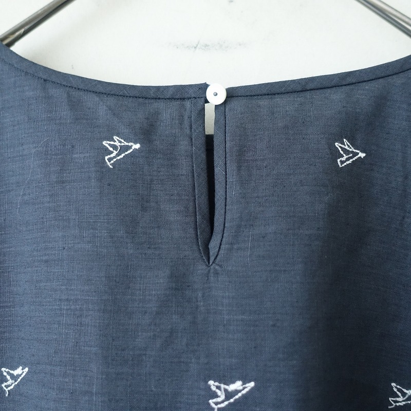 【2024SS/未使用/定価7.9萬(wàn)】mina perhonen *forest to bird ギャザースリーブドレス*40/42大きいサイズ(j1-2503-424)【61D52】
