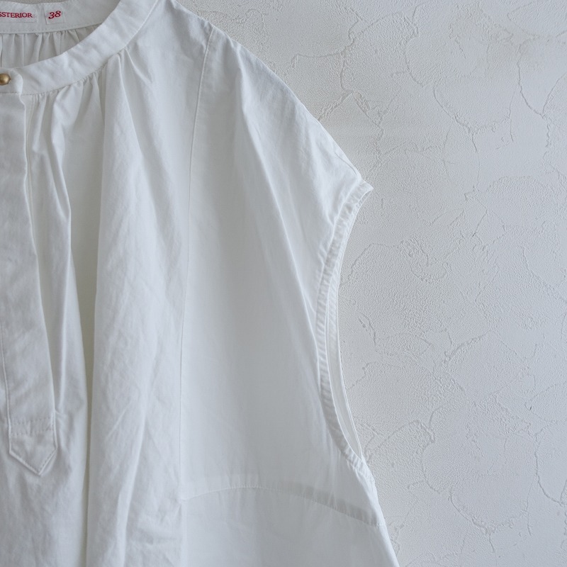 ドレステリア DRESSTERIOR *コットンワイドスリーブレスブラウス*38シャツ白ホワイト無地(33-2505-396)【11F52】