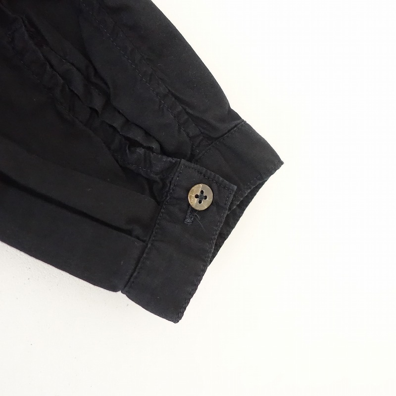キャピタル KAPITAL *ローンピンタックオキーフシャツ*XS/0ブラック無地コットンロングスリーブチュニック(2-2505-536)【71F52】_画像4