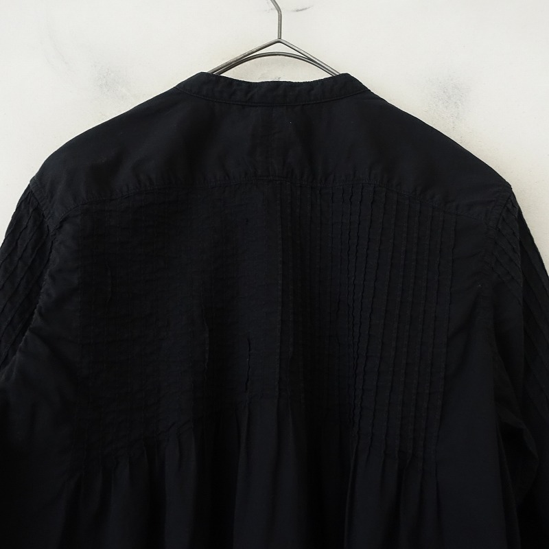 キャピタル KAPITAL *ローンピンタックオキーフシャツ*XS/0ブラック無地コットンロングスリーブチュニック(2-2505-536)【71F52】_画像6