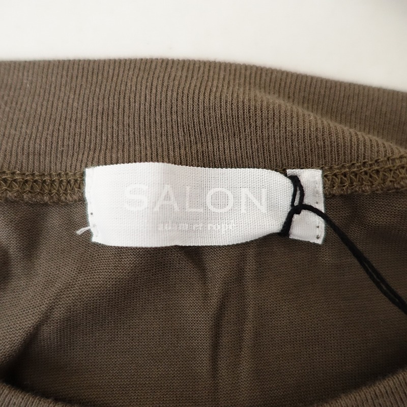【美品】サロン salon *UVケアフレンチスリーブカットソー*Fノースリーブダークブラウン系Tシャツ無地(33-2506-55)【91F52】