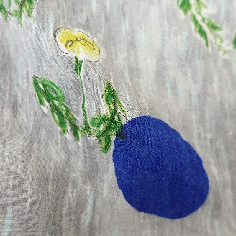 【キッズ】ミナペルホネン mina perhonen *dandelion プリントワンピース*110麻グレー系総柄半袖ドレス(25-2505-577)【12F52】