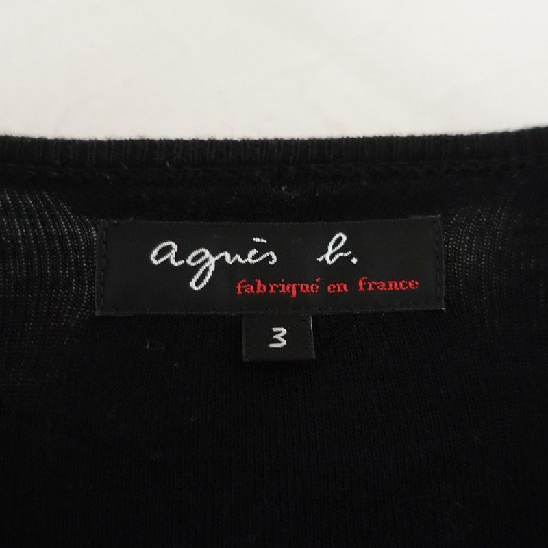 【定価2.7萬】アニエスベー agnes b. *コットンニット長袖カーディガンプレッション Swing*3黒アニエスb.(25-2505-553)【12F52】