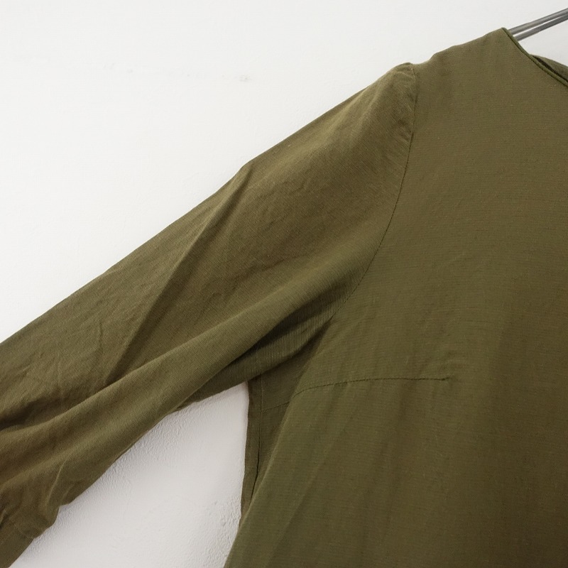 【難あり/定価4.6萬】ミナペルホネンランドリー mina perhonen laundry *path 刺しゅうワンピース*38カーキ(25-2505-589)【22F52】