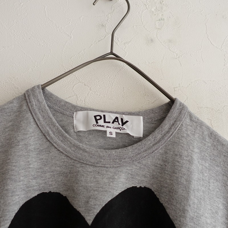 プレイコムデギャルソン PLAY COMME des GARCONS *ハート半袖Tシャツ*Sコットン杢グレーカットソー(33-2505-76)【50F52】