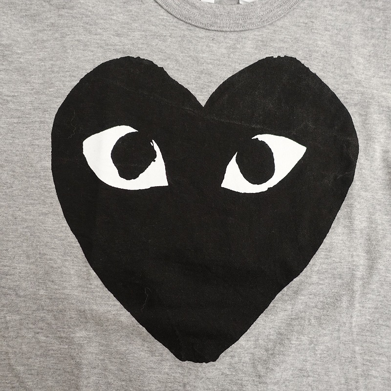 プレイコムデギャルソン PLAY COMME des GARCONS *ハート半袖Tシャツ*Sコットン杢グレーカットソー(33-2505-76)【50F52】