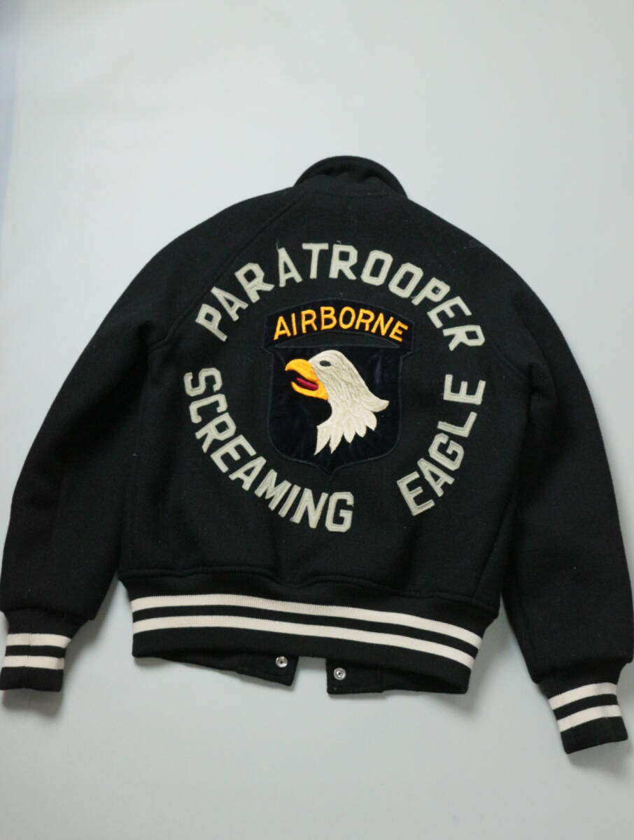 Z675/BUZZ RICKSON'S/バズリクソンズ/BR12024/PARATROOP WOOL JACKET/メルトンスタジャン/メンズ/Sサイズ/美品/黒