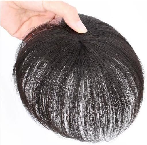 部分ウィッグ 人毛100％ ナチュラル 白髪隠す ワンタッチ ボリュームアップ ヘアピース 15cm(6*6m) (黒色), 自然黒色 AA0673_画像1