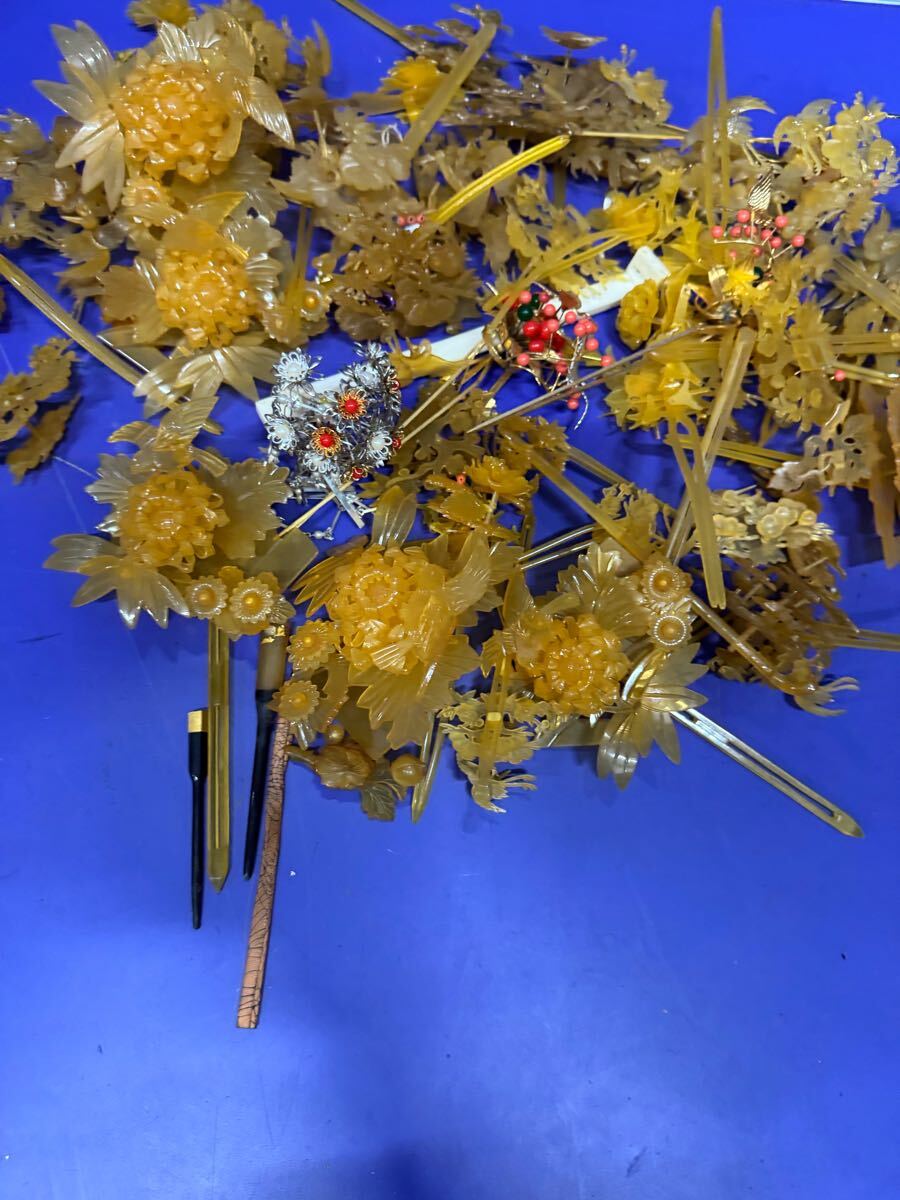 花嫁 かんざし べっ甲風 花笄 笄 花かんざし 簪 くし 髪飾り