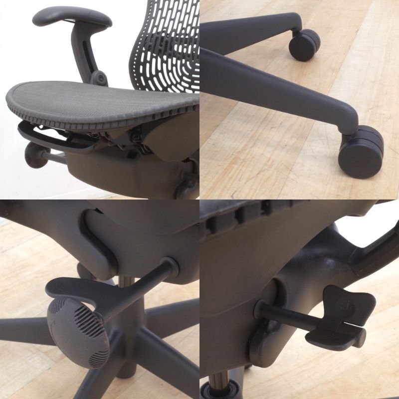 Herman Miller ハーマンミラー ミラチェア 肘付オフィスチェア MR123AAM グラファイト ランバーサポート 高機能 KK17666 中古オフィス家具