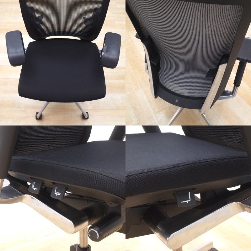 訳アリ イトーキ ITOKI ヴェント Vento 肘付きオフィスチェア KE-867JA-Z9T1T5 黒 ワーク ハイバック メッシュ KK14107-1 中古オフィス家具