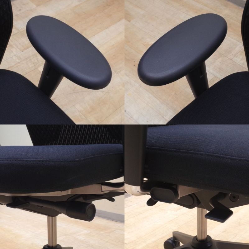 vitra. ヴィトラ ID Mesh オフィスチェア ブラック 事務(wù)椅子 ワーク ハイバック ランバーサポート メッシュ 肘付 EG13021 中古オフィス家具