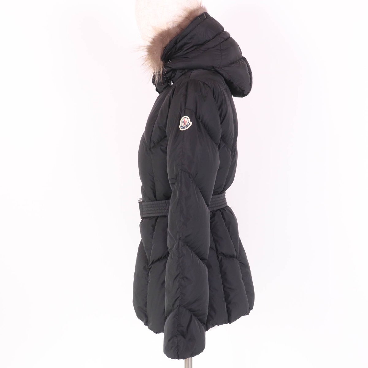 美品☆MONCLER モンクレール 20-21AW ROELAN ゴールドフォックスファー・ベルト付 ダウンジャケット ブラック 0 正規品 レディース_画像2