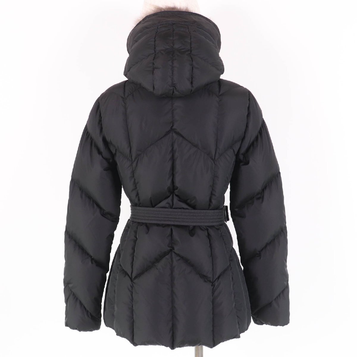 美品☆MONCLER モンクレール 20-21AW ROELAN ゴールドフォックスファー・ベルト付 ダウンジャケット ブラック 0 正規品 レディース_画像3