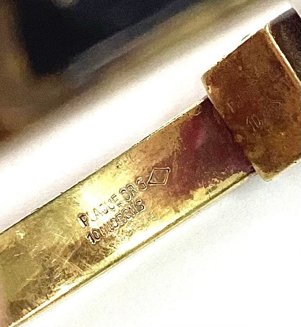 (1-20944)BUCHERERb лопатка [ наручные часы ] Швейцария высококлассный часы PLAQUE OR G золотой обивка механический завод работа товар браслет часы [ зеленый мир .]