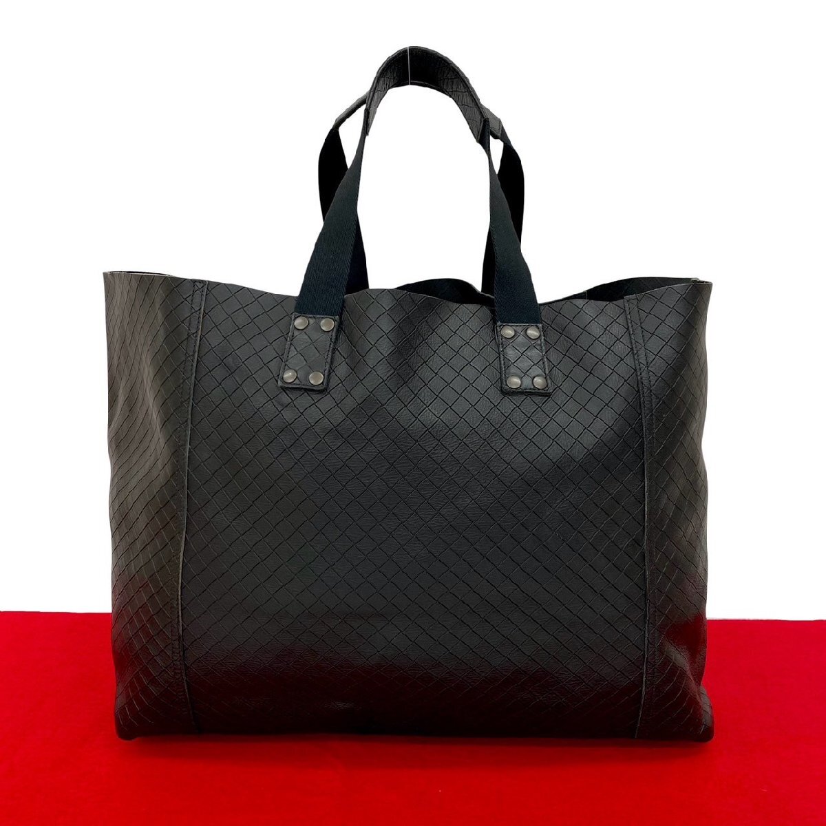 極 美品 BOTTEGA VENETA ボッテガヴェネタ イントレッチオ ミラージュ レザー 本革 トートバッグ ハンドバッグ ブラック 黒 30057