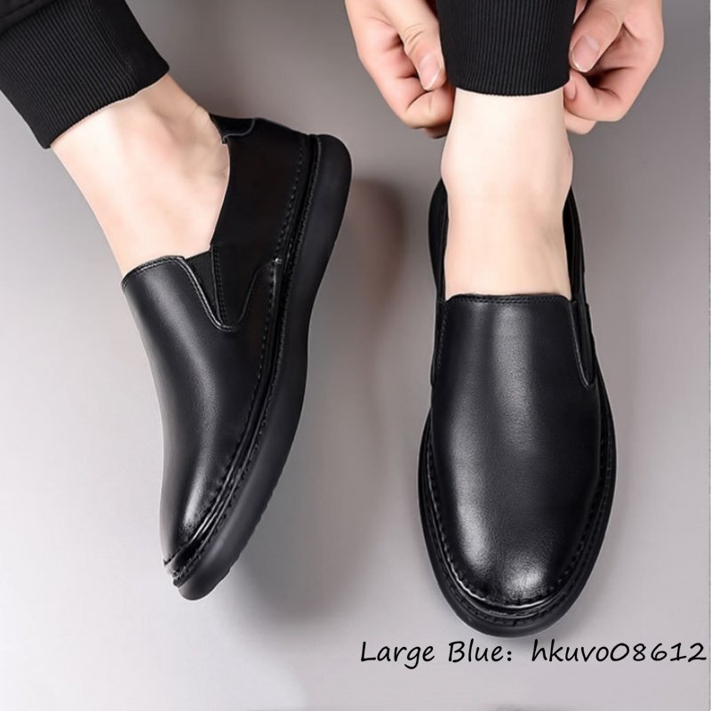  новый товар распродажа * кожа обувь кожа обувь Loafer туфли без застежки мужской джентльмен обувь обувь для вождения спортивные туфли мягкость высококлассный телячья кожа черный 25.0cm