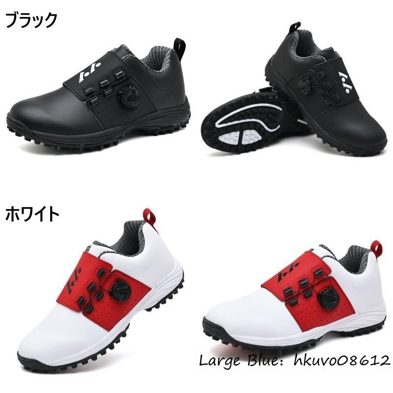 新品★ゴルフシューズ メンズ スパイクレス ダイヤル式 4E スニーカー スポーツシューズ 運(yùn)動(dòng)靴 耐久性 軽量 フィット感 ブラック 27.0cm
