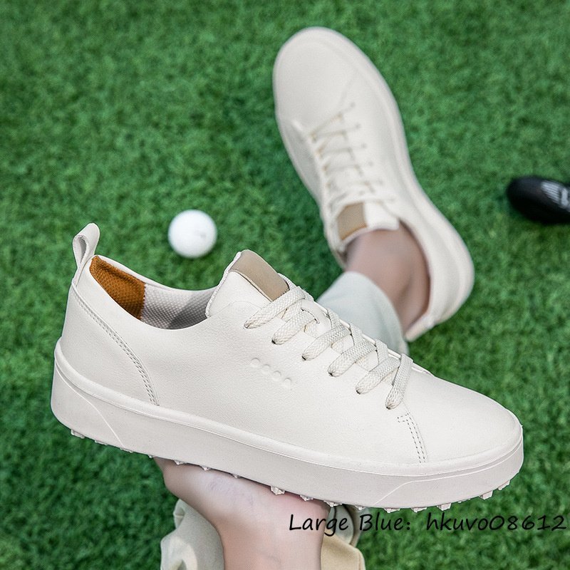 希少新品●ゴルフシューズ 牛革 メンズ スニーカー 運(yùn)動(dòng)靴 スポーツシューズ 男女兼用 ウォーキングシューズ 超軽量 快適 ホワイト 26.5cm