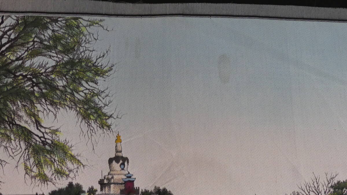 中古品 北京北海虹橋（?。?中國上海錦藝絲織廠織造 風(fēng)景畫 絹織物 中國シルク インテリア雑貨 タペストリ 壁掛け