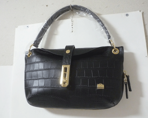 新品　未使用　ラ バガジェリー　LA BAGAGERIE　ブラック　黒　クロコ型押し　2WAY　斜め掛けショルダー　ハンド　バッグ　レディース_画像1