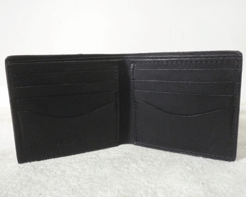 良品　リュー　Ryu　レザー　本革　ブラック　黒　二つ折り　財布　札入れ　ウォレット　メンズ