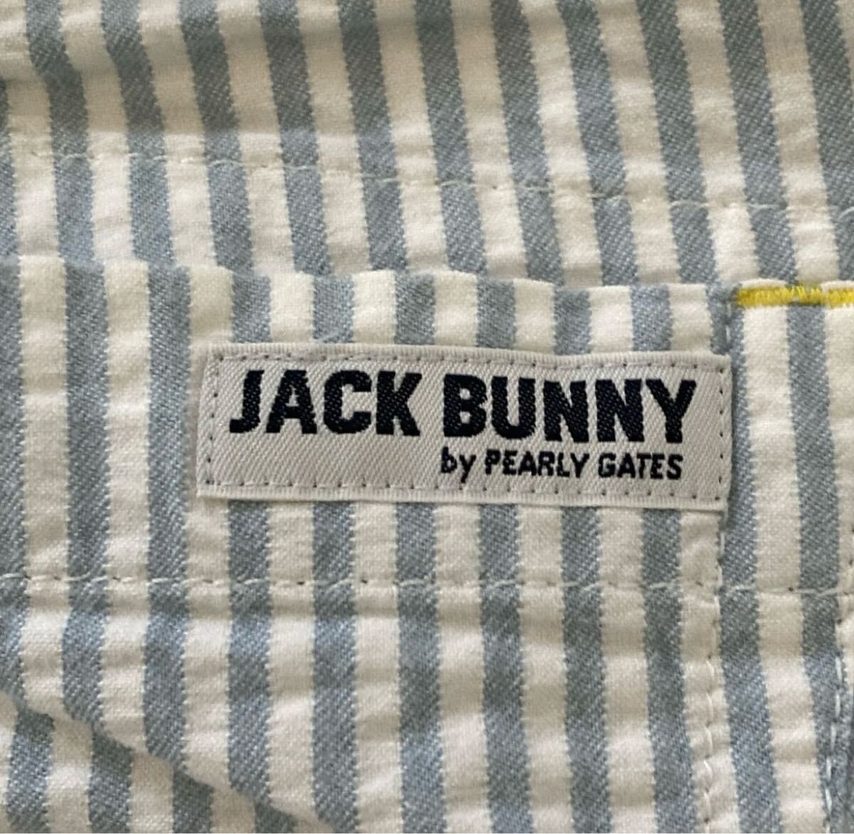 Jack Bunny!! by PEARLY GATES レディース ゴルフ ショートパンツ 1 ハーフパンツ ウェア 刺繍ロゴ ストライプ柄 ライトブルー系 (H2)★