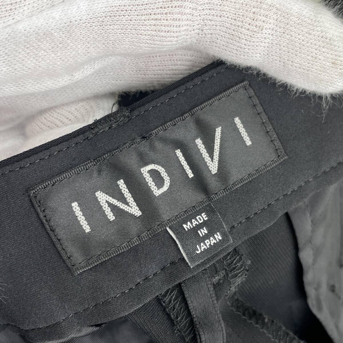 INDIVI インディヴィ とろみタック クロップド パンツ size05/ブラック ゆうパケットOK_画像3