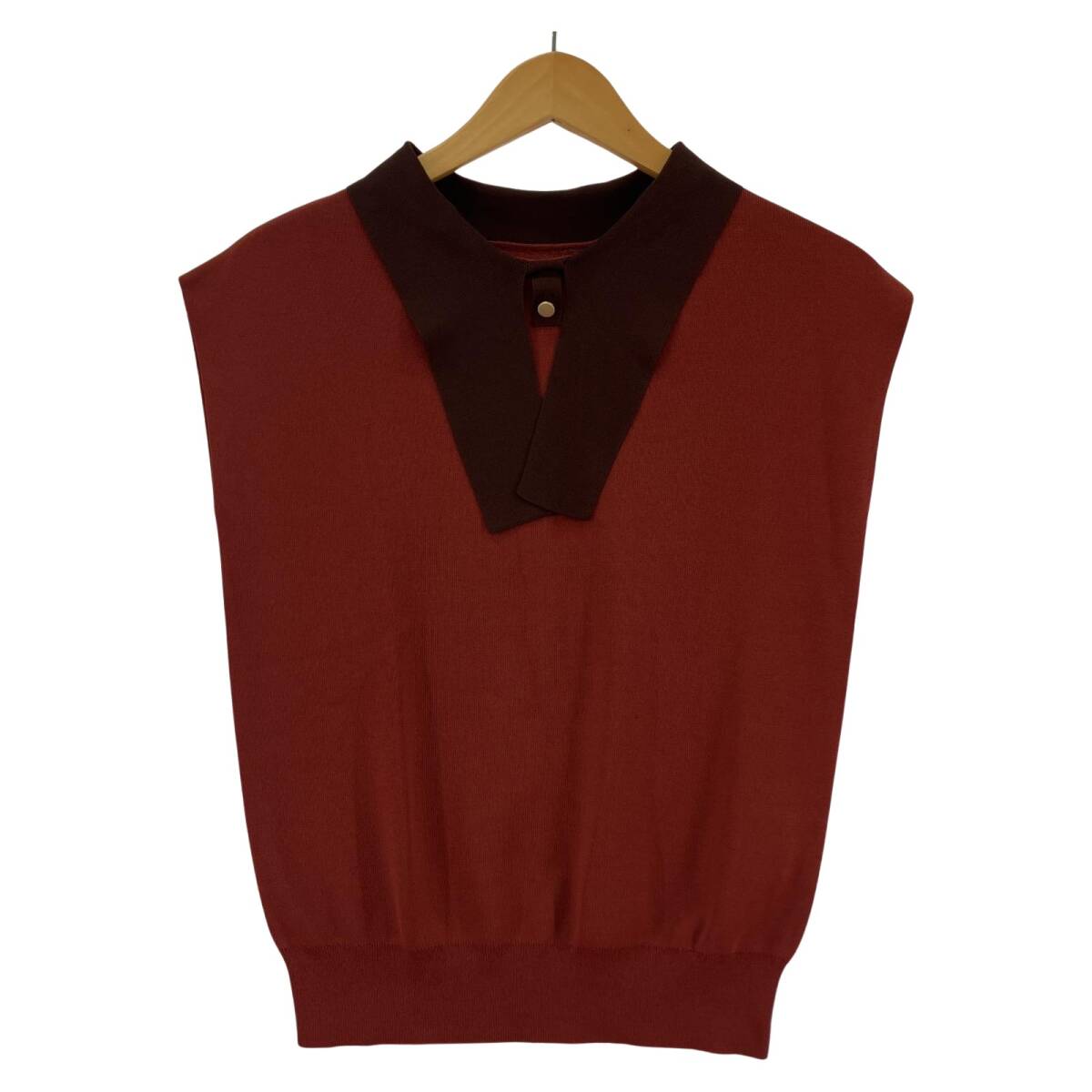 NATURAL BEAUTY BASIC ナチュラルビューティーベーシック バイカラー ノースリーブ ニット sizeFR/ブラウン系 ゆうパケットOK_画像1