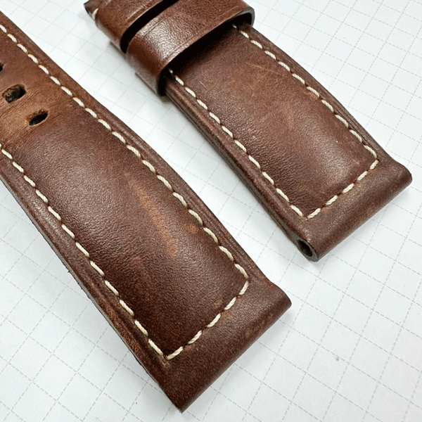 【中古】　PANERAI/パネライ　純正ストラップ/ベルト　カーフ　ダークブラウン　24mm-22mm　ピンバックル用